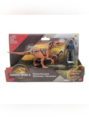 Jurassic World Rebirth Duncan Kincaid & Velociraptor Action Figure Playset